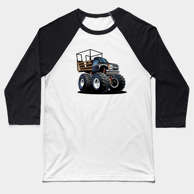 Cartoon monster truck Baseball T-Shirt by Mechanik